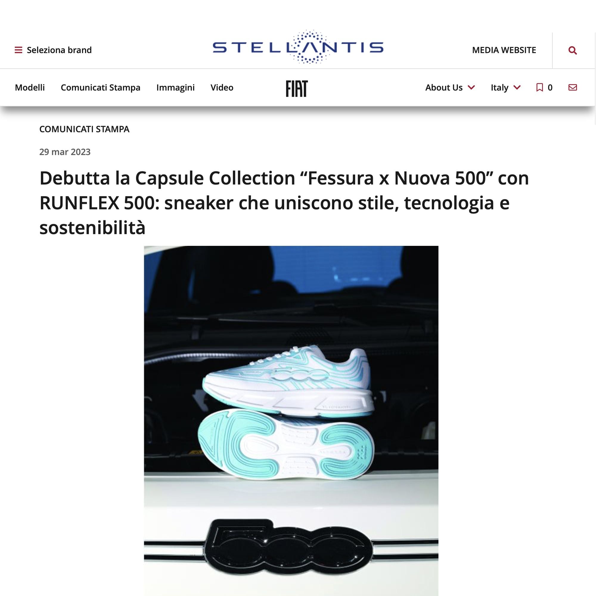 Stellantis: debutta la Capsule Collection “Fessura x Nuova 500” con RUNFLEX 502